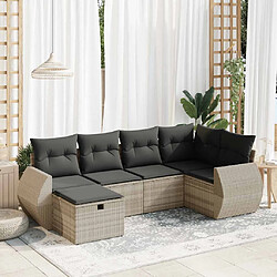 vidaXL Salon de jardin 6 pcs avec coussins gris clair résine tressée