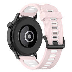 Bracelet en silicone 20mm rayures, bicolore, réglable, rose clair/blanc pour votre Huawei Watch GT3 42mm/Samsung Galaxy Watch4 40mm/44mm