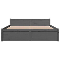 Acheter vidaXL Cadre de lit sans matelas gris bois massif 140x190 cm