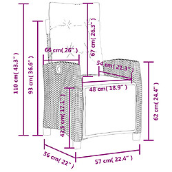 vidaXL Chaise inclinable de jardin et repose-pied gris résine tressée pas cher