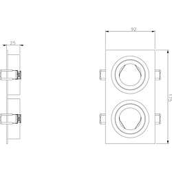 KNIGHTSBRIDGE Ambar Twin Tilt Square Downlight Blanc - AMA2TSW