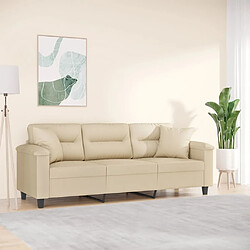 Maison Chic Canapé 3 places avec oreillers,Sofa de Salon,Canapé droit crème 180 cm tissu microfibre -GKD992121