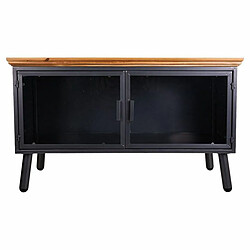 Meuble d'Appoint Alexandra House Living Marron Noir Gris verre Fer Bois d'épicéa 42 x 55 x 94 cm