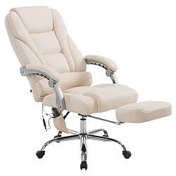 Decoshop26 Fauteuil de bureau avec fonction massage repose-pieds dossier inclinable en PVC crème 10_0002583