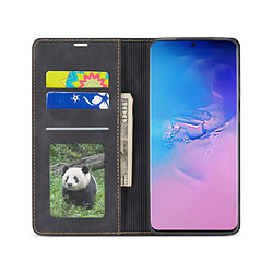 Etui en PU toucher soyeux avec support et porte-cartes noir pour votre Samsung Galaxy S20