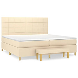 vidaXL Sommier à lattes de lit avec matelas Crème 200x200 cm Tissu