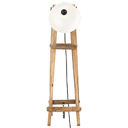 Avis vidaXL Lampadaire Blanc E27 Bois de manguier massif