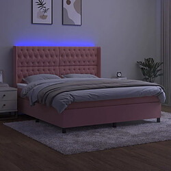 Avis Maison Chic Lit adulte- Lit + matelas + LED,Sommier à lattes de lit matelas et LED Rose 180x200 cm Velours -GKD69758