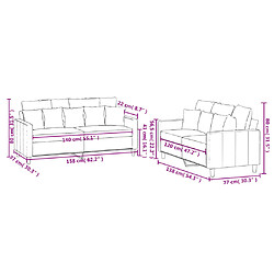 vidaXL Ensemble de canapés 2 pcs avec coussins Bleu Velours pas cher