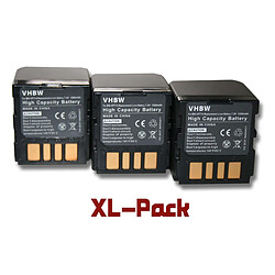 vhbw 3x batteries Set 1200mAh (7.2V) pour caméra JVC comme BN-VF714, BN-VF714U, BN-VF707, BN-VF707U, BN-VF733, BN-VF733U.