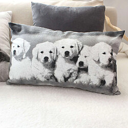 Toilinux Coussin imprimé chiens - 30 x 50 cm - Noir et blanc