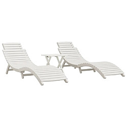 Avis Maison Chic Lot de 2 Chaises longues avec table | Bain de soleil Relax | Transat blanc bois massif d'acacia -GKD20835