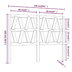 vidaXL Tête de lit Gris 126x4x100 cm Bois massif de pin pas cher