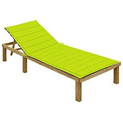 vidaXL Chaise longue avec coussin vert vif Bois de pin imprégné