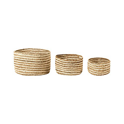 Beliani Lot de 3 paniers en jute naturel et beige KAHU