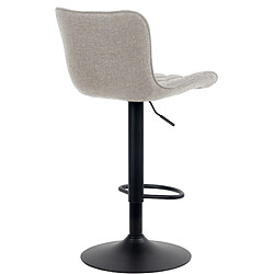 Decoshop26 Tabouret de bar x1 coutures décoratives pied trompette hauteur réglable en métal noir assise en tissu taupe 10_0004862