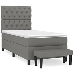 vidaXL Sommier à lattes de lit avec matelas Gris foncé 80x200 cm Tissu