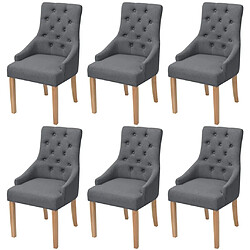 Decoshop26 Lot de 6 chaises de salle à manger cuisine dossier capitonné en tissu gris foncé CDS022455