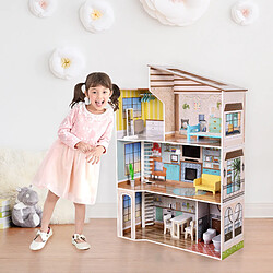 Olivia'S Little World Maison de poupée en bois enfant 3 étages avec 17 accessoires mobilier multicolore Méditerranéen Olivia’s Little World TD-13632A