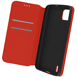 Avizar Housse Folio Wiko Y62 et Y62 Plus Portefeuille Fonction Support Vidéo rouge