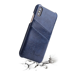 Wewoo Etui en cuir Fierre Shann Retro Oil en cire PU pour iPhone X / XS, avec emplacements pour cartes (bleu) pas cher