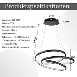 NETTLIFE Suspension LED Fer Noir Diam.24cm Dimmable 50CM Lampe à Suspension Moderne avec Télécommande Lampe de Salon 55W pas cher