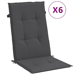 vidaXL Coussins de chaise à dossier haut lot de 6 anthracite mélangé