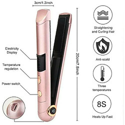 Acheter Chrono Mini lisseur et fer à friser sans fil 2 en 1, revêtement en céramique glaçure, 30 secondes de chauffage, soins capillaires à température constante à 180 degrés, compact et portable(Or rose)