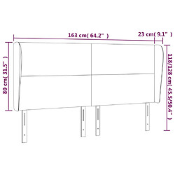 Acheter vidaXL Tête de lit avec oreilles Gris foncé 163x23x118/128 cm Velours