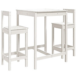 vidaXL Ensemble de bar de jardin 3 pcs blanc bois de pin massif