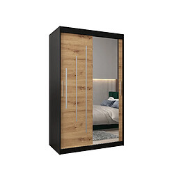 Abiks Meble Armoire YORK 2 À Portes Coulissantes 200/120/62 2 Portes (Noir/Artisan)