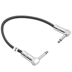 vhbw Câble patch pour guitare 30cm câble jack pour pédale d'effets - câble jack ave prise 6,35mm , coudé, noir / argent