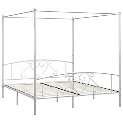 vidaXL Cadre de lit sans matelas avec baldaquin blanc 180x200 cm métal