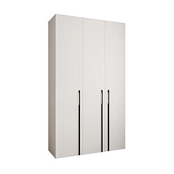 Abiks Meble Armoire à portes battantes Como 3 245,5/140/50 3 portes (blanc/noir)