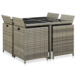 Acheter Maison Chic Mobilier à dîner 9 pcs de jardin avec coussins - Ensemble table et chaises d'extérieur - Salon/Mobilier de jardin classique Résine tressée Gris -MN55854