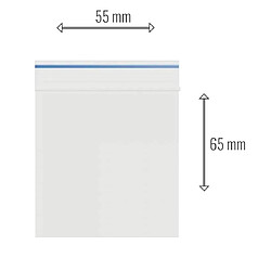 Pack Lot de 100 sachets Zip 55x65mm 90 microns Bleu