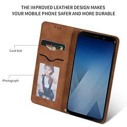 Wewoo Housse Coque Etui en cuir avec rabat horizontal magnétique Business Skin Feel pour Samsung Galaxy A8 Plus 2018 Marron