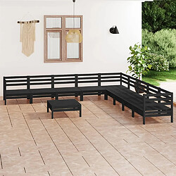 Maison Chic Salon de jardin 10 pcs - Table et chaises d'extérieur - Mobilier/Meubles de jardin Moderne Bois de pin massif Noir -MN20850