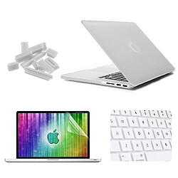 Wewoo Housse Étui blanc pour MacBook Pro Retina 15.4 pouces 4 en 1 Coque de protection en plastique dur givré avec protecteur d'écran et protège-clavier bouchons anti-poussière