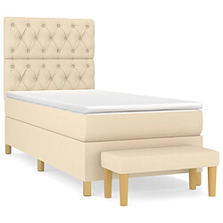 vidaXL Sommier à lattes de lit avec matelas Crème 80x200 cm Tissu