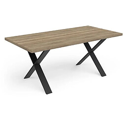 Table - STOUT - Rectangulaire - Décor mélamine halifax - Pied en X noir mat - 6 places - 180 x 90 cm - DEMEYERE pas cher