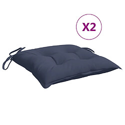 vidaXL Coussins de chaise lot de 2 bleu marine 40x40x7 cm tissu oxford