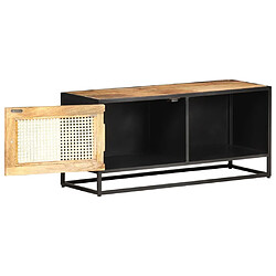 Maison Chic Meuble TV scandinave - Banc TV pour salon 90x30x40 cm Bois de manguier brut et canne naturelle -MN93559