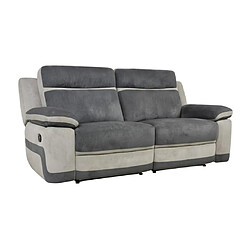 Avis Vente-Unique Canapé 3 places relax en microfibre anthracite et bandes gris clair TALCA