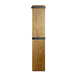 Pegane Garderobe murale, Patère murale en bois massif coloris chêne et métal noir -longueur 35 x profondeur 25 x hauteur 175 cm