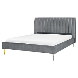 Beliani Lit double en velours gris 160 x 200 cm MARVILLE