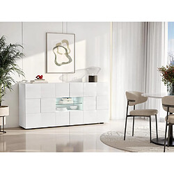 Vente-Unique Buffet CALISTO - LEDs - 2 portes & 2 tiroirs - Blanc laqué