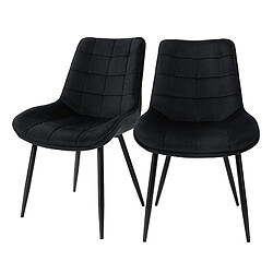 ML-Design Lot de 2 chaises de salle à manger Chaises de salon Chaises en velours Chaise rembourrée Noir