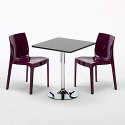 Avis Grand Soleil Table Noir et 2 Chaises Colorées Polypro