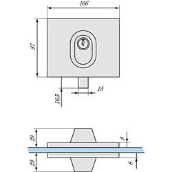 Assa Abloy Serrures basses de miroiterie à cylindre 1358 finition chromé brillant pas cher